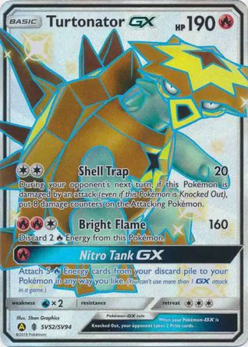 Pokemon Trading Card Game Hidden Fates Ultra Rare Turtonator GX SV52