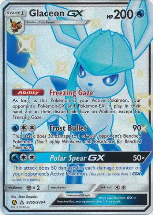 Pokemon Trading Card Game Hidden Fates Ultra Rare Glaceon GX SV55