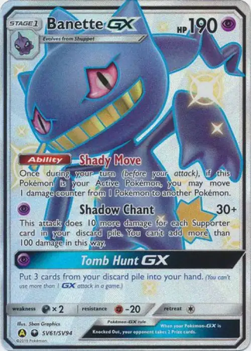 Pokemon Trading Card Game Hidden Fates Ultra Rare Banette GX SV61