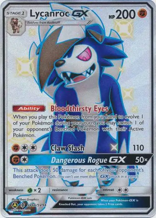 Pokemon Trading Card Game Hidden Fates Ultra Rare Lycanroc GX SV66