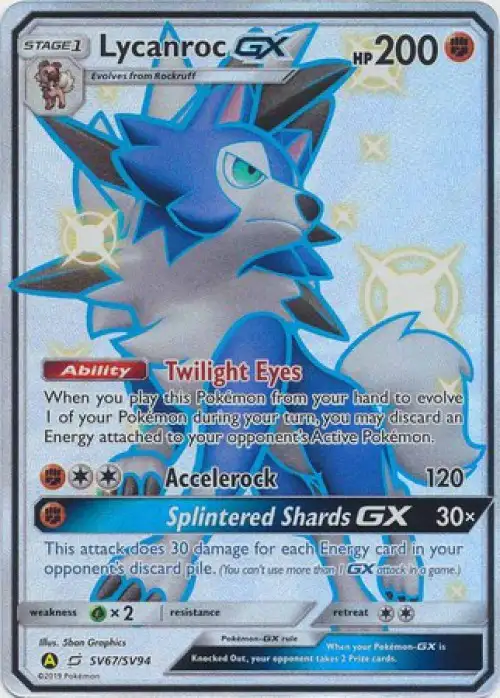 Pokemon Trading Card Game Hidden Fates Ultra Rare Lycanroc GX SV67