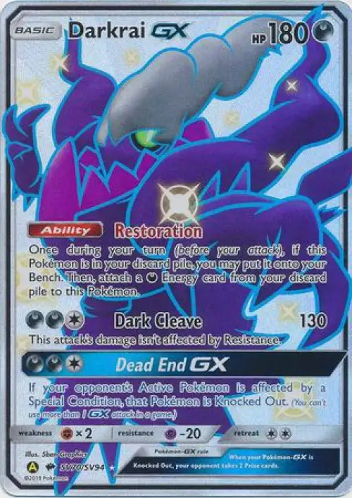 Pokemon Trading Card Game Hidden Fates Ultra Rare Darkrai GX SV70
