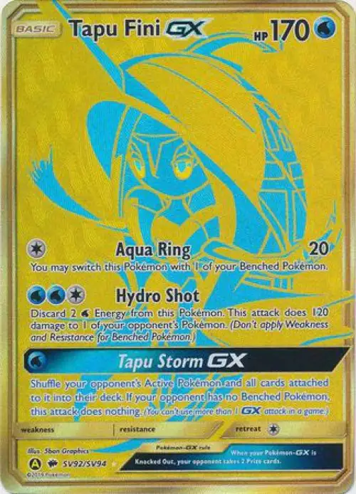 Pokemon Trading Card Game Hidden Fates Secret Rare Tapu Fini GX SV92