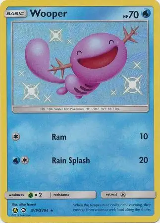 Pokemon Trading Card Game Hidden Fates Shiny Rare Wooper SV9