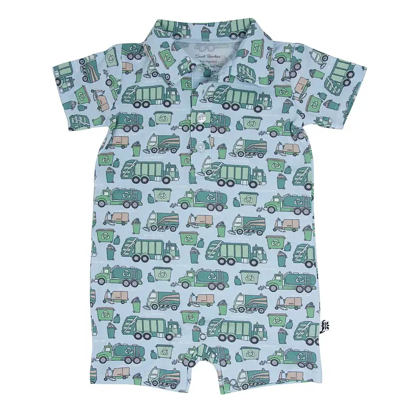 Garbage Trucks Recycle Polo Romper