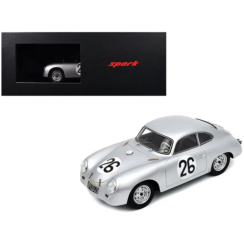Porsche 356 #26 Max Nathan - Helmut 'Helm' Glockler "Porsche KG" "24 Hours of Le Mans" (1956) with Acrylic Display Case 1/18 Model Car by Spark