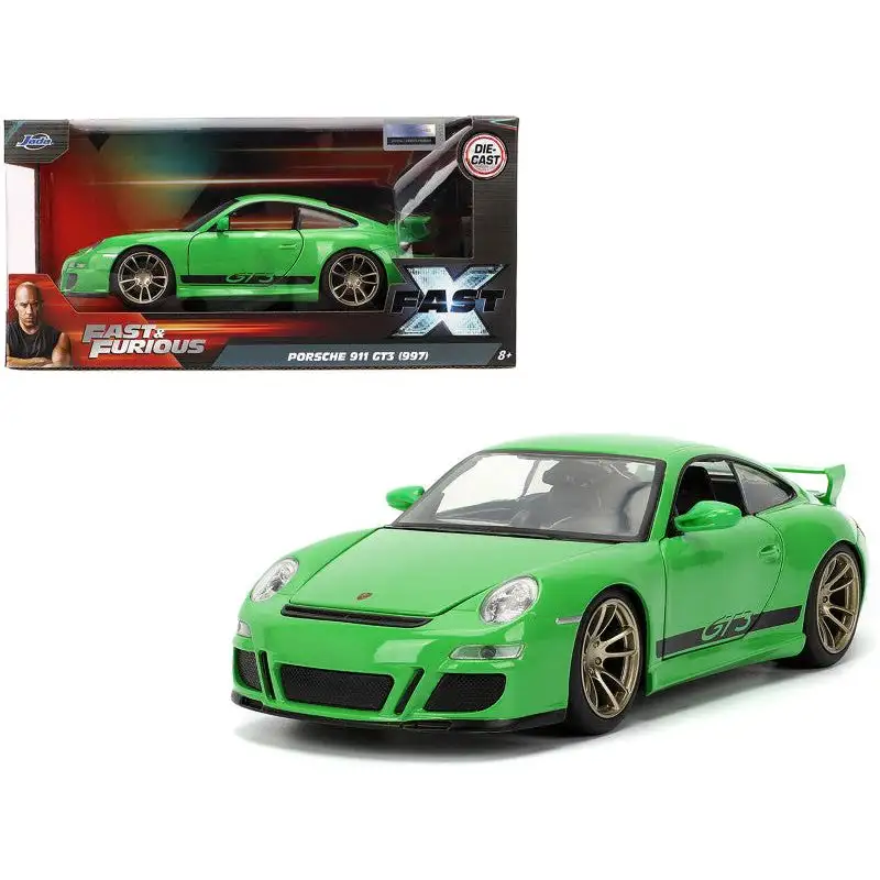 Porsche 911 GT3 (997) Green with Black Accents "Fast X" (2023) Movie "Fast & Furious" Series 1/24 Diecast Model Car by Jada