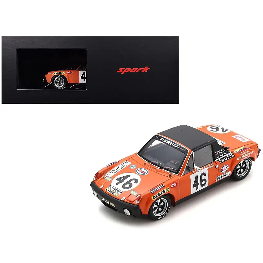 Porsche 914/6 #46 Paul Keller - Jean Sage "Ecurie Porsche Club Romand" "24 Hours of Le Mans" (1971) and Acrylic Display Case 1/18 Model Car by Spark