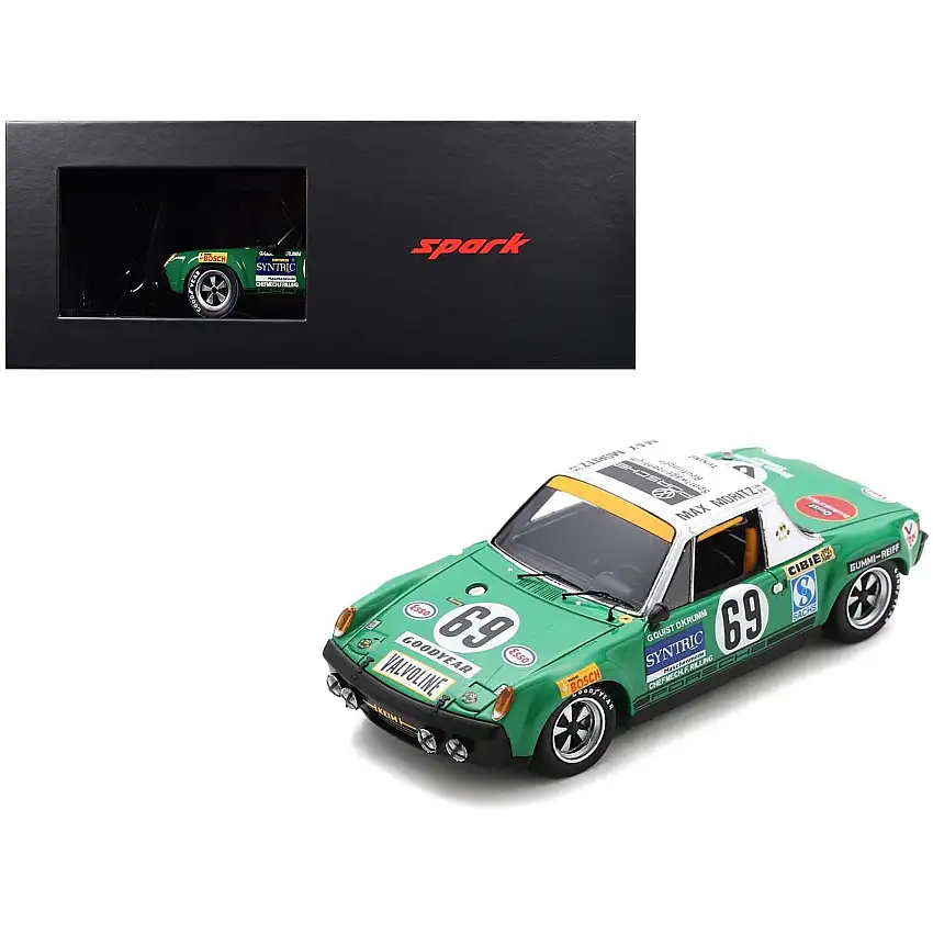 Porsche 914/6 #69 Gerd Quist - Dietrich Krumm "Autohaus Max Moritz GmbH" "24 Hours of Le Mans" (1971) and Acrylic Display Case 1/18 Model Car by Spark