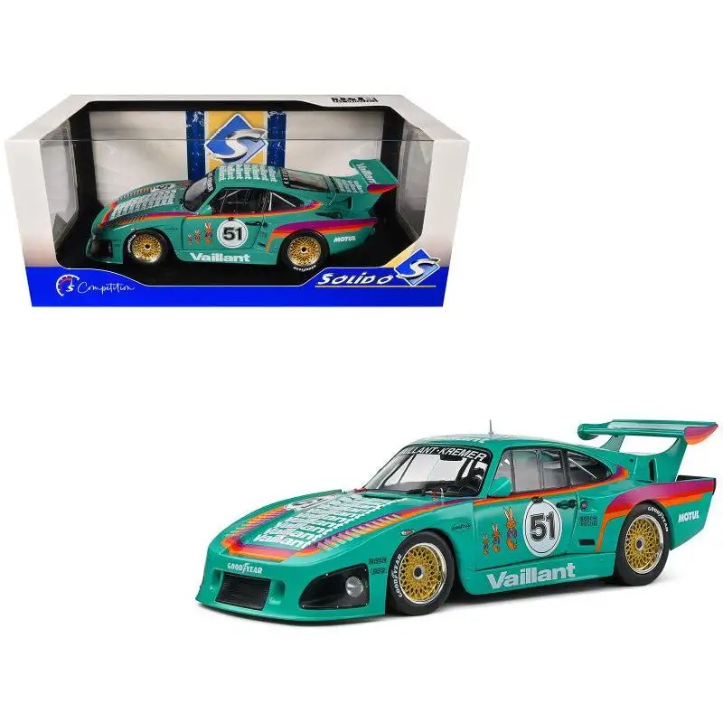 Porsche 935 K3 #51 "Kremer - Vaillant" Green with Stripes and Graphics "Competition" Series 1/18 Diecast Model Car by Solido