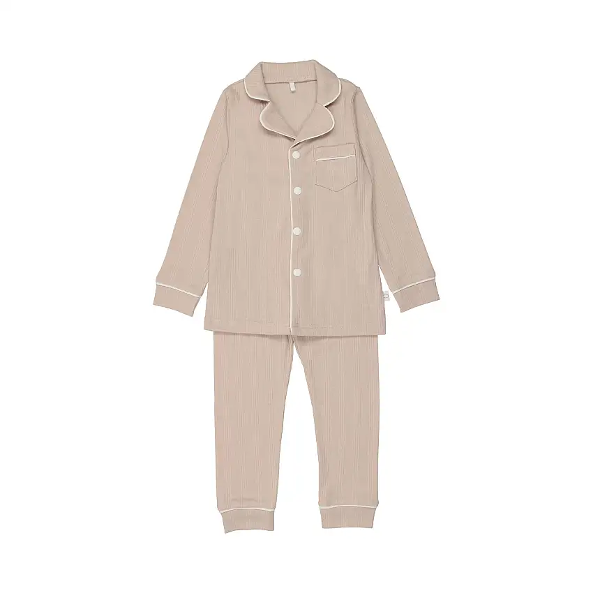 Ribbed Grandpa Pj- Beige