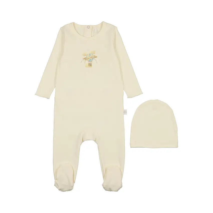 Hot Air Balloon Footie- Cream/blue
