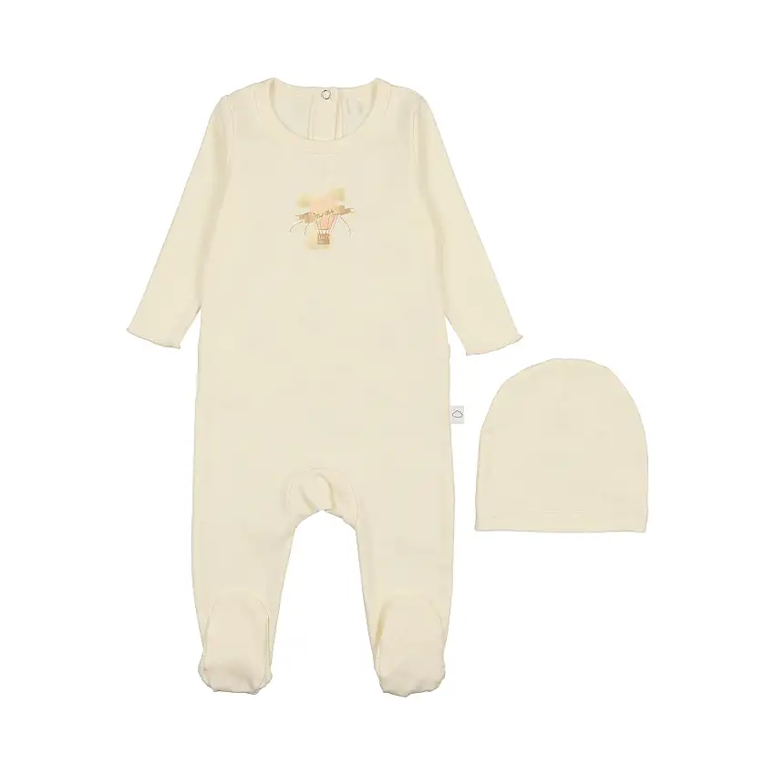 Hot Air Balloon Footie- Cream/pink