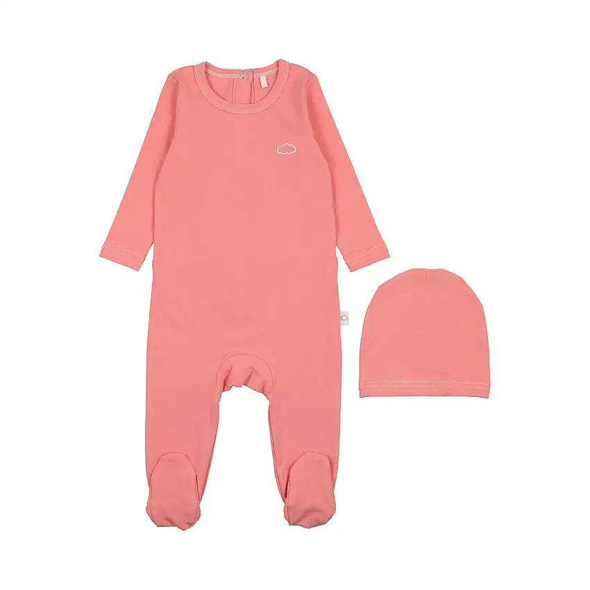 Stitched Footie- Coral