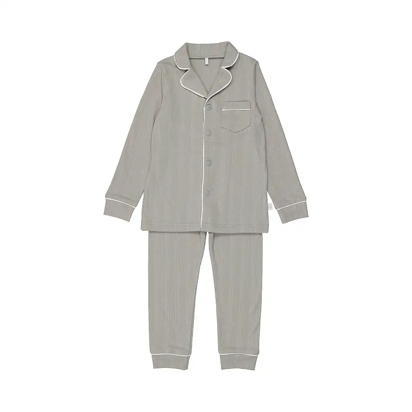 Ribbed Grandpa Pj- Dusty Blue