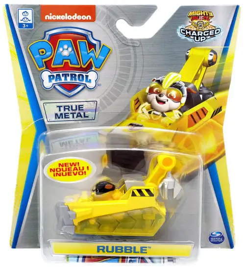 Paw Patrol Mighty Pups Charged Up True Metal Rubble Diecast Car [Mighty Pups Charged Up]