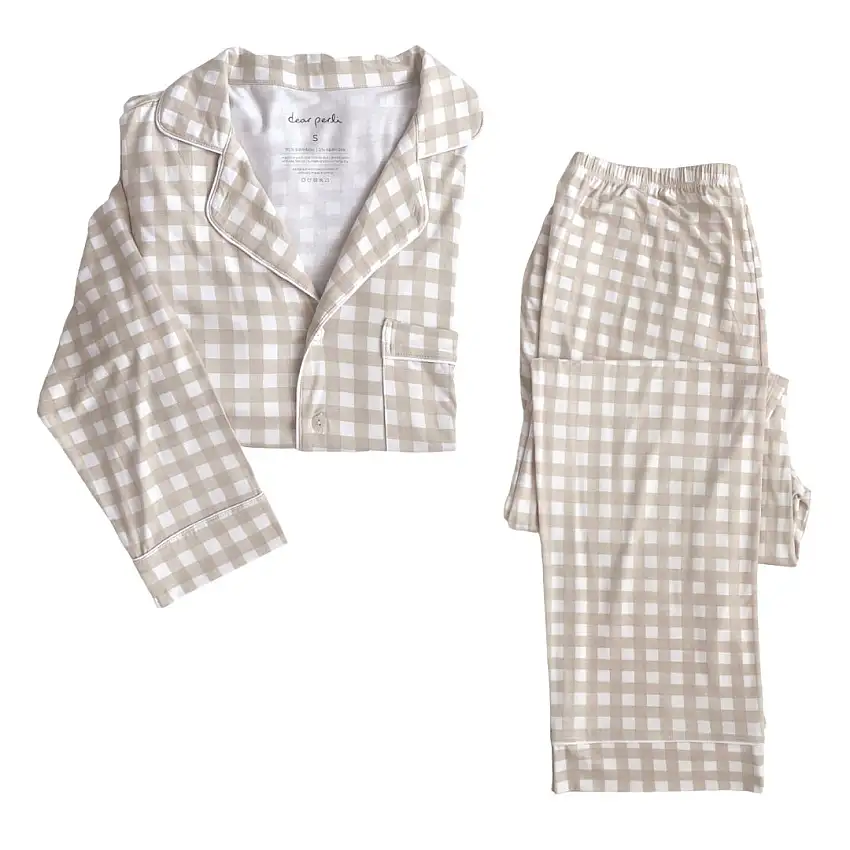 Women's Long Sleeve Pajama Set In Gingham