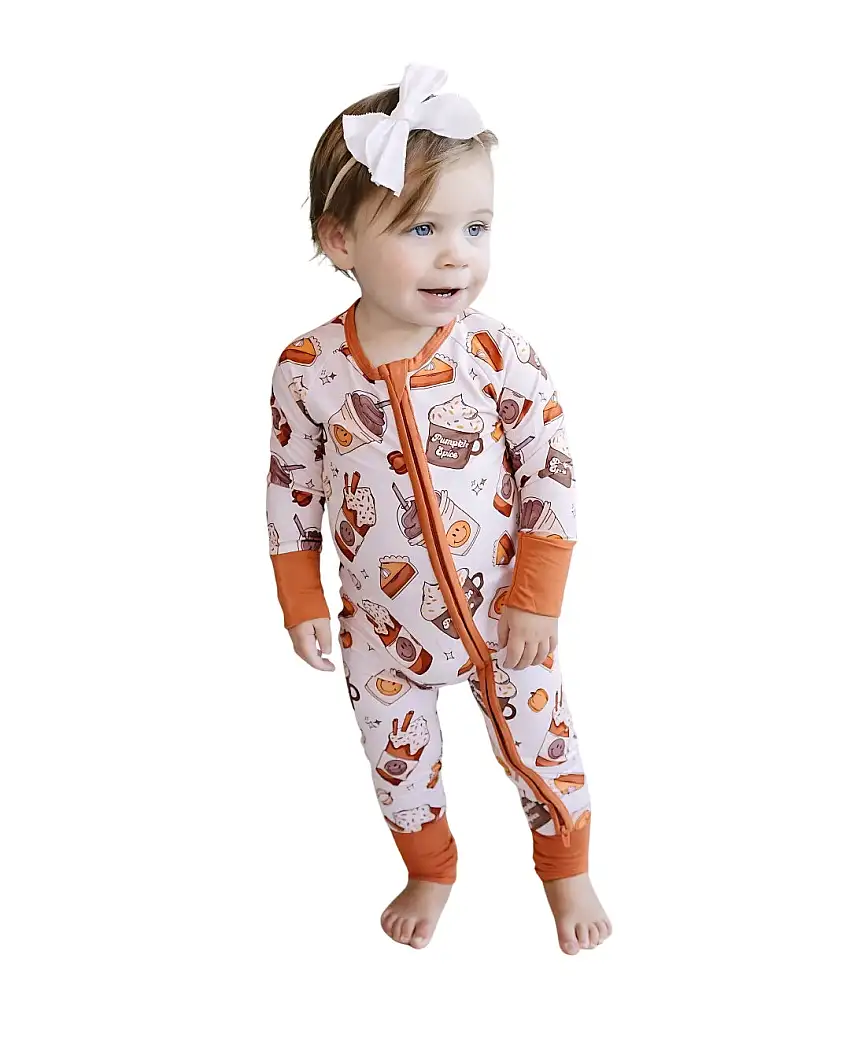 Bamboo Zip Romper | Pumpkin Spice
