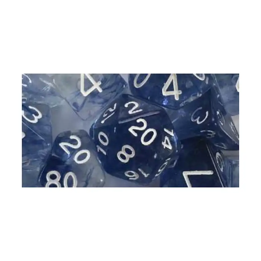 Polyhedral Dice - Blue Ink w/White Numbers (7)