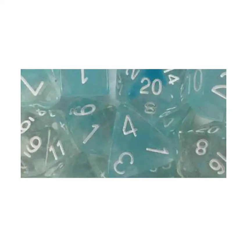 Polyhedral Dice - Glacier w/White Numbers (7)
