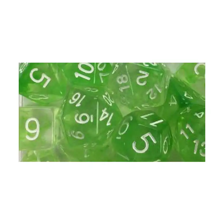 Polyhedral Dice - Slime Green w/White Numbers (15)