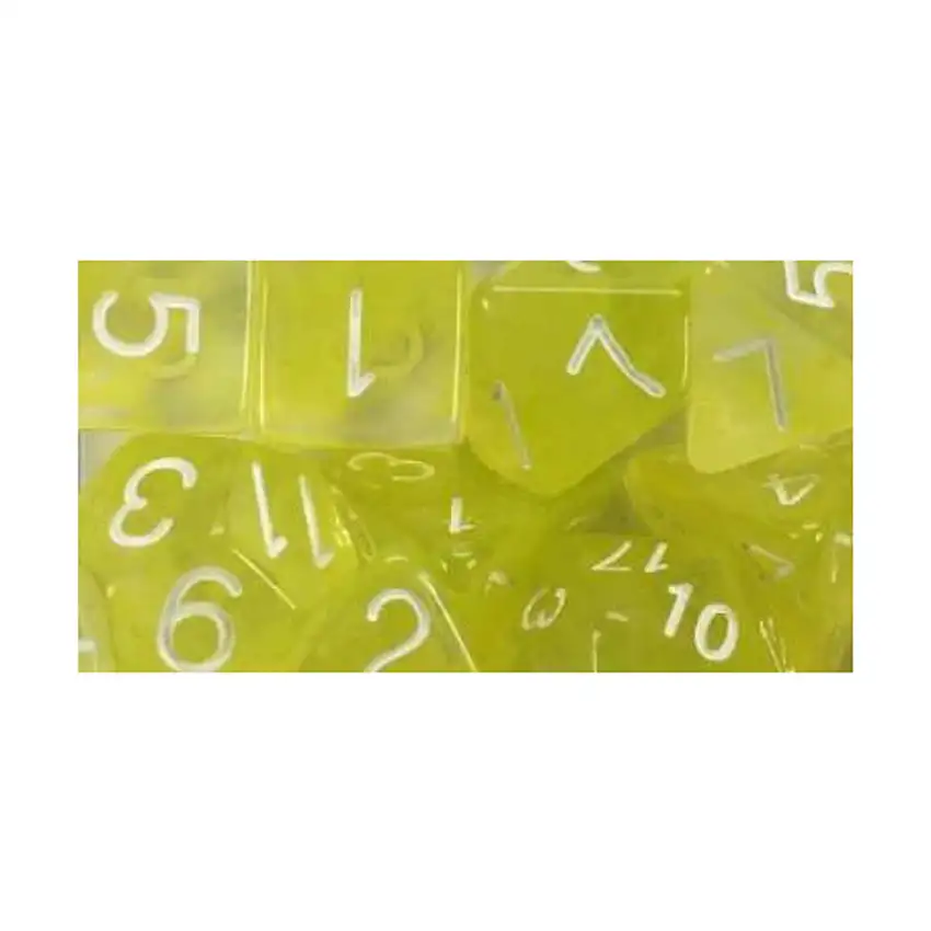 Polyhedral Dice - Ochre Jelly w/White Numbers (7)