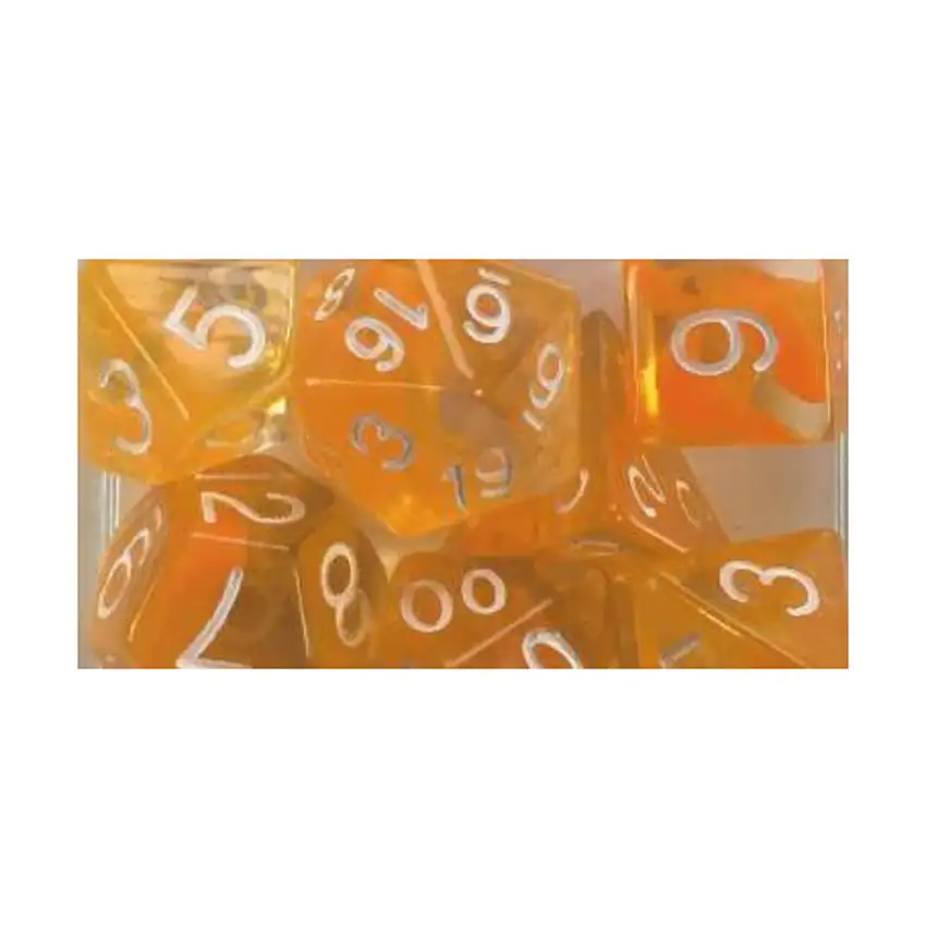 Polyhedral Dice - Citrus w/White Numbers (15)