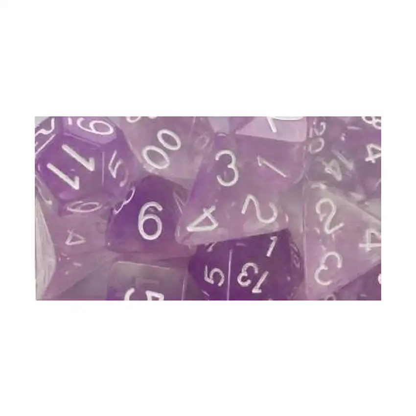 Polyhedral Dice - Amethyst w/White Numbers (15)