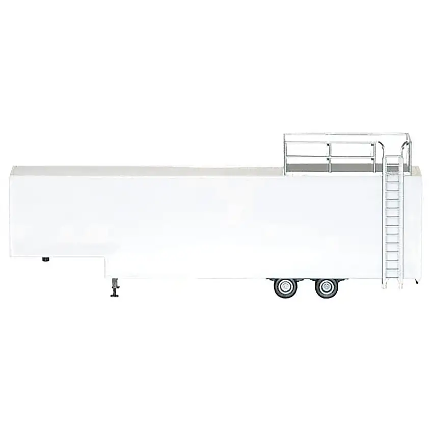 Race Horse Transport Trailer White 1/87 (HO) Plastic Model by Promotex
