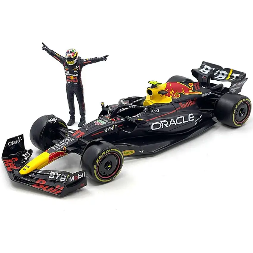 Red Bull Racing RB19 #11 Sergio Perez "Oracle" Formula One F1 Championship "Constructor Champions" (2023) with Driver Figure 1/24 Diecast Model Car by Bburago