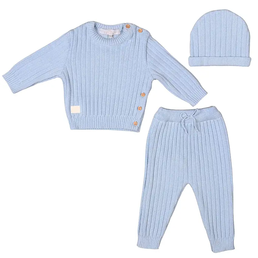 Remy | Blue Ribbed Knit Leggings Set (3)