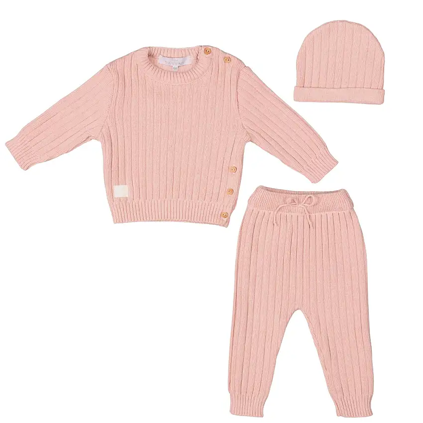 Remy | Pink Ribbed Knit Leggings Set (3)