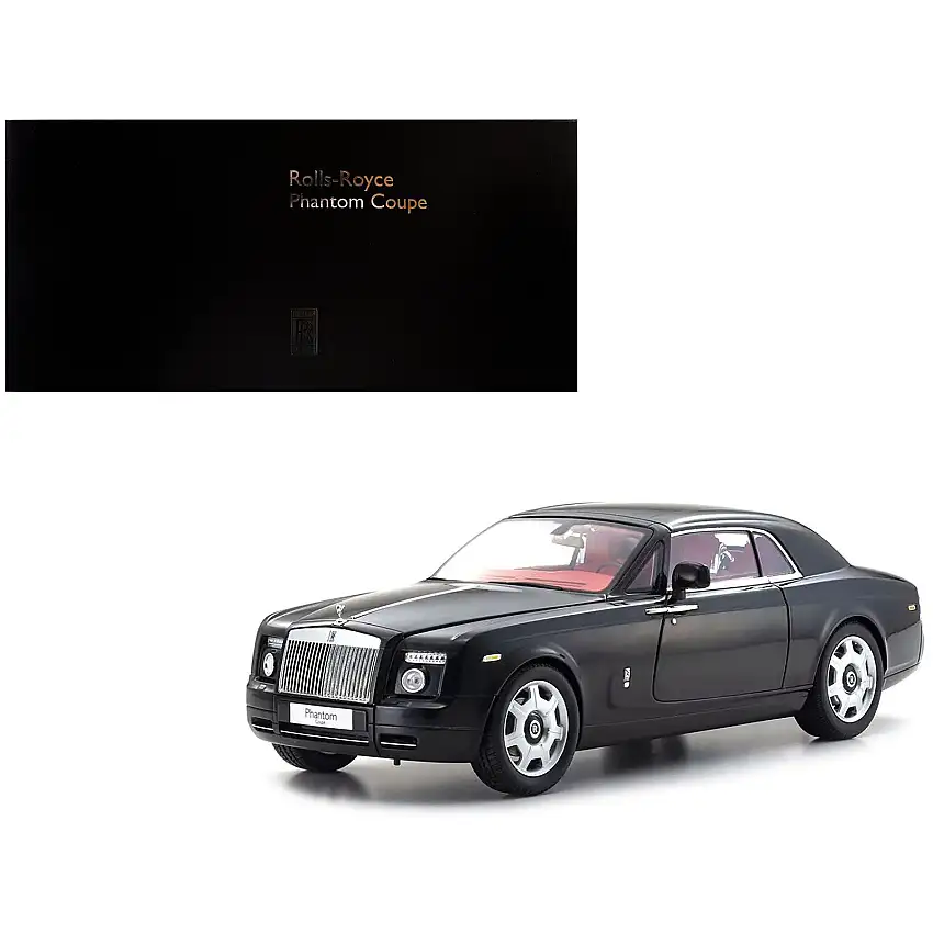 Rolls Royce Phantom Coupe Diamond Black with Red Interior 1/18 Diecast Model Car by Kyosho