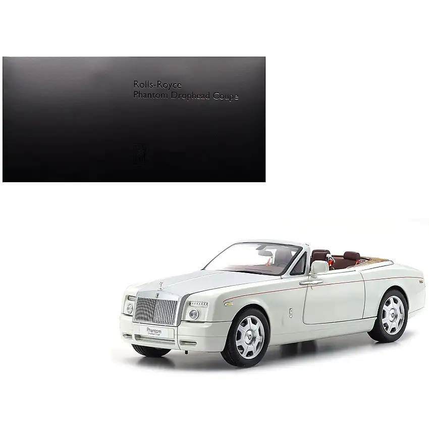 Rolls Royce Phantom Drophead Coupe English White with Silver Hood 1/18 Diecast Model Car by Kyosho