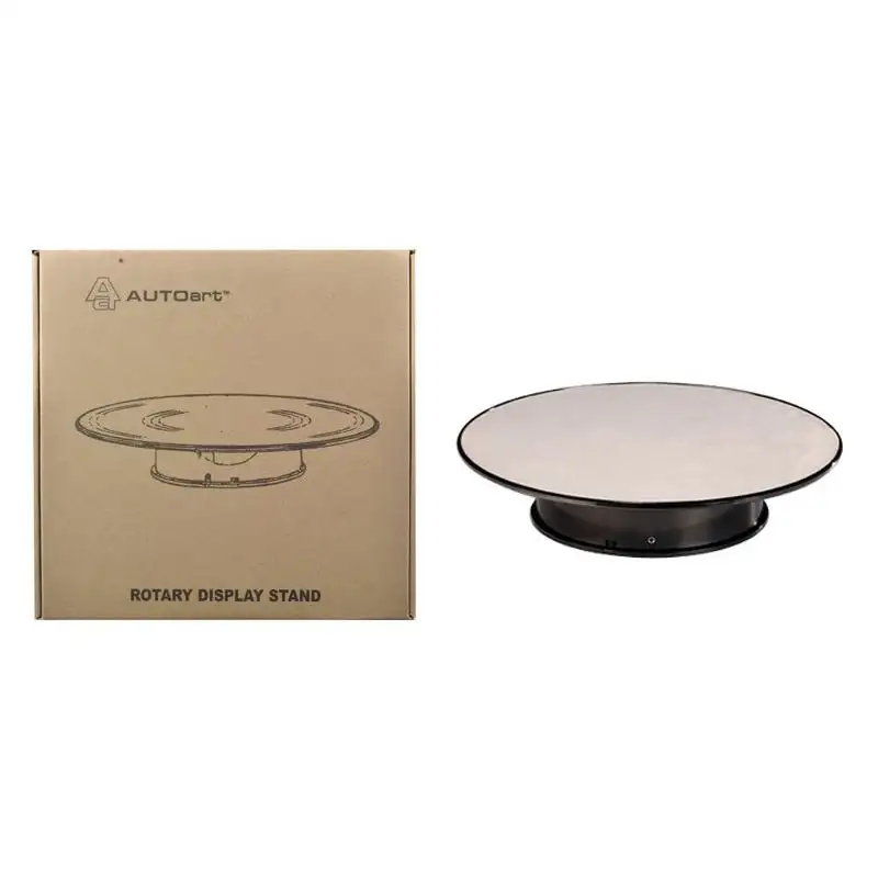 Rotary Display Turntable Stand Medium 10 Inches with Silver Top for 1/64 1/43 1/32 1/24 1/18 Scale Models by Autoart