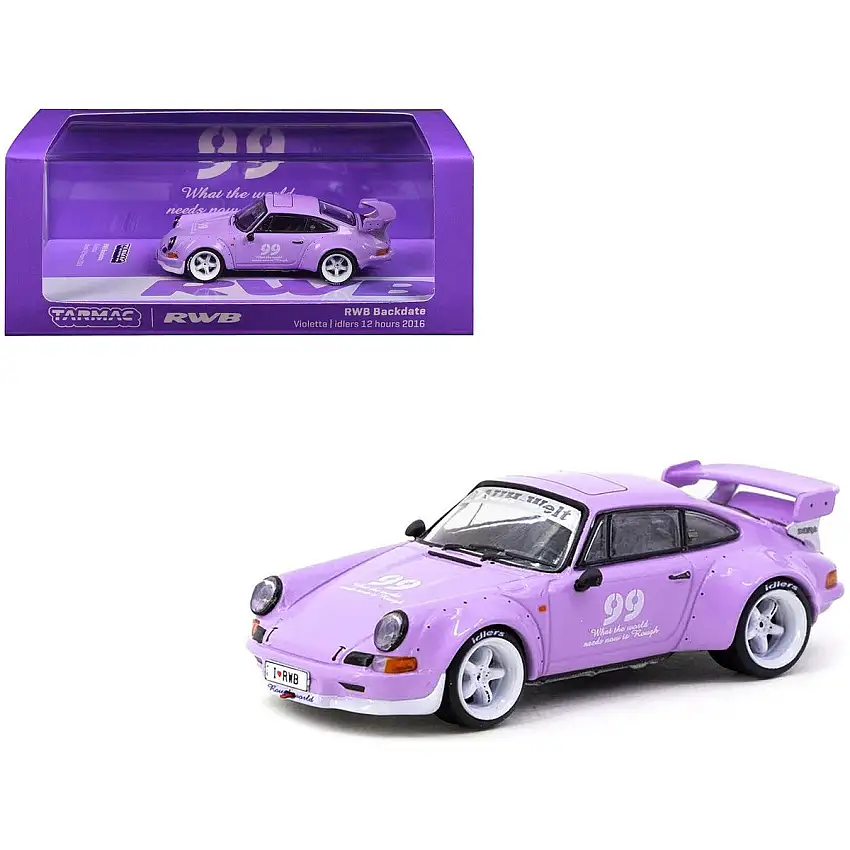 RWB Backdate #99 Violetta Purple "Idlers 12 hours" (2016) "Hobby64" Series 1/64 Diecast Model Car by Tarmac Works