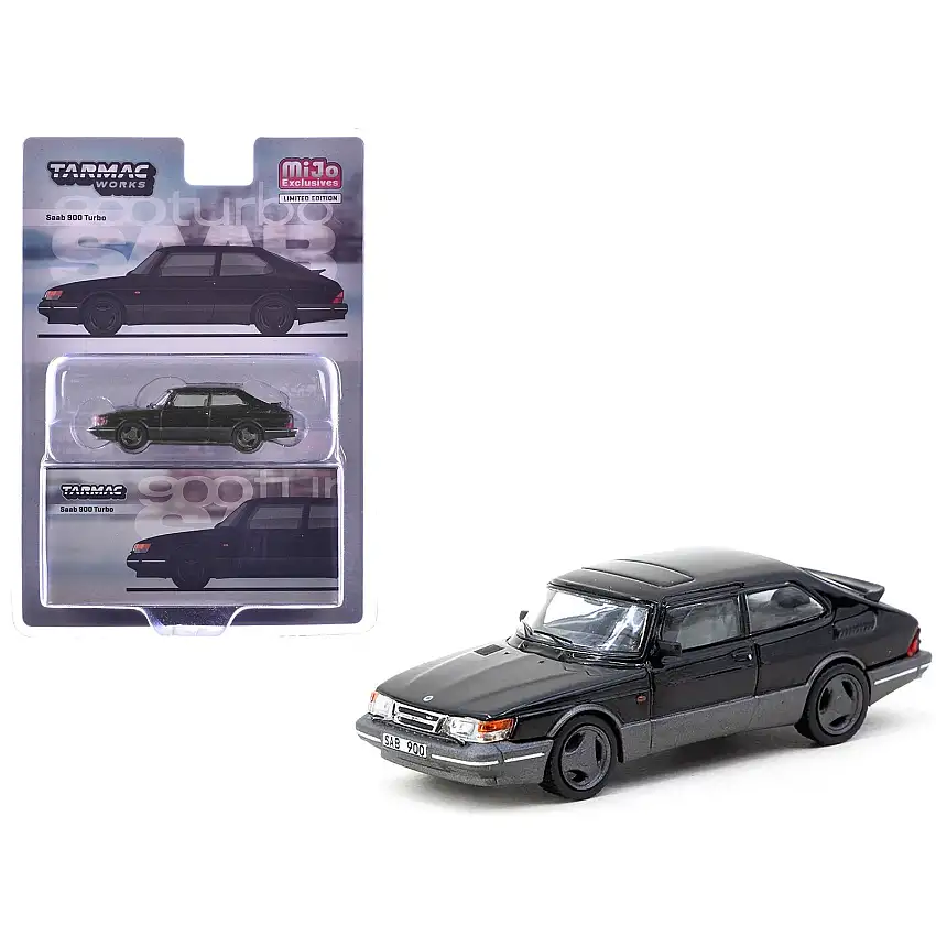 Saab 900 Turbo Black "Global64" Series 1/64 Diecast Model by Tarmac Works