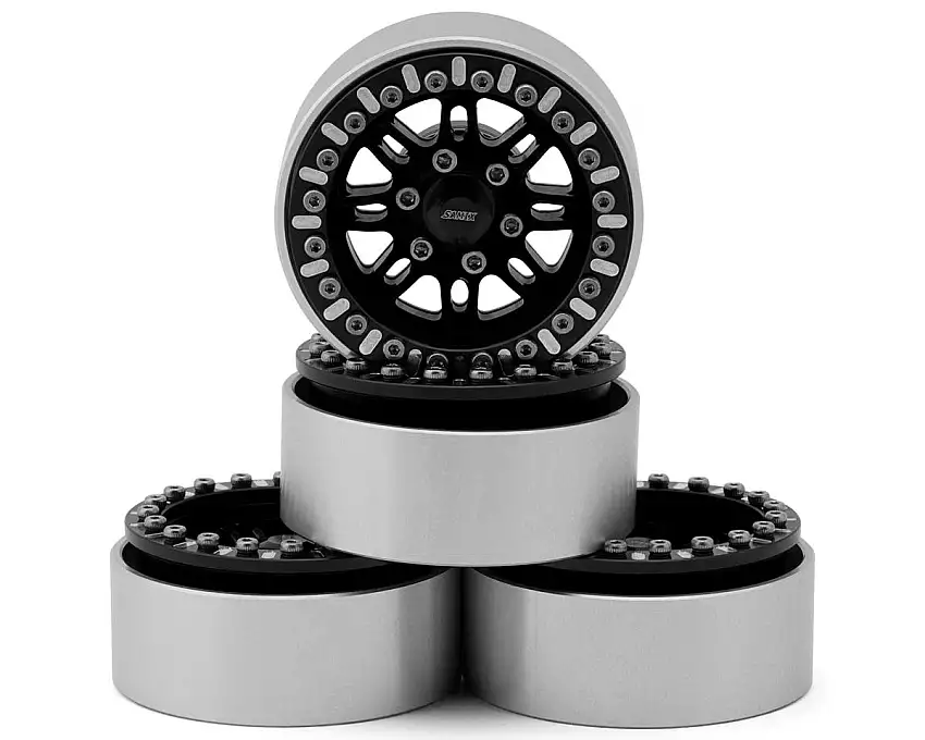 Samix Multi Crawlers "Straight Spoke" 1.9" Aluminum Adjustable Offset Beadlock Crawler Wheels (Black) (4)