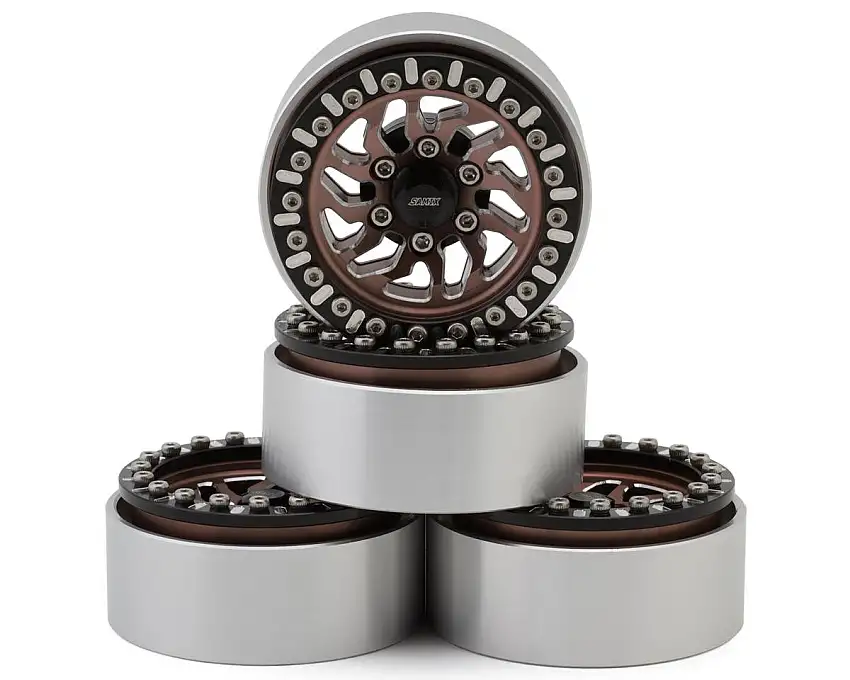 Samix Multi Crawlers "Angled Spoke" 1.9" Aluminum Adjustable Offset Beadlock Crawler Wheels (Bronze) (4)