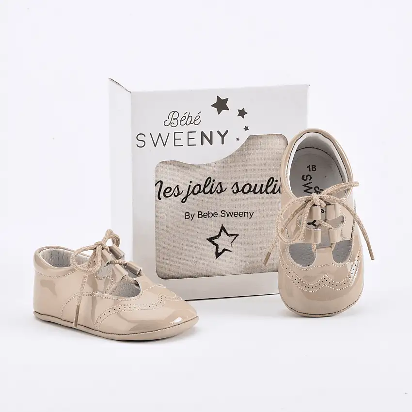 Baby Beige Patent Leather Pre-walker Shoes