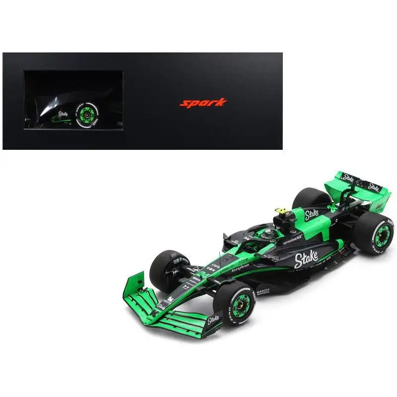 Sauber C44 #24 Zhou Guanyu "Stake F1 Team Kick" Formula One F1 "Bahrain GP" (2024) and Acrylic Display Case 1/18 Model Car by Spark