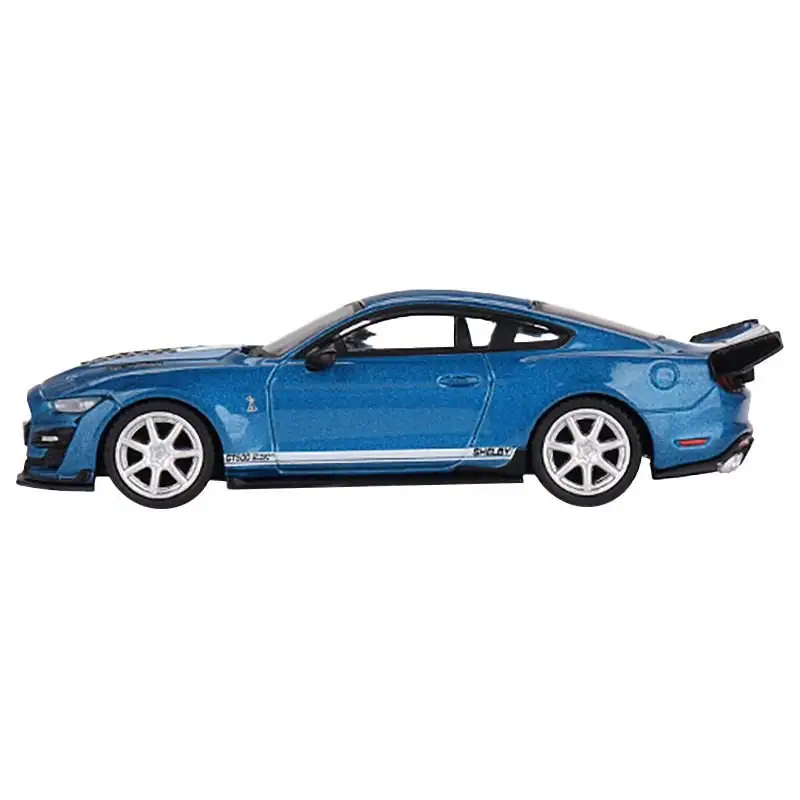 Shelby GT500 Dragon Snake Concept Ford Performance Blue Metallic with White Stripes Limited Edition to 4200 pieces Worldwide 1/64 Diecast Model Car by Mini GT