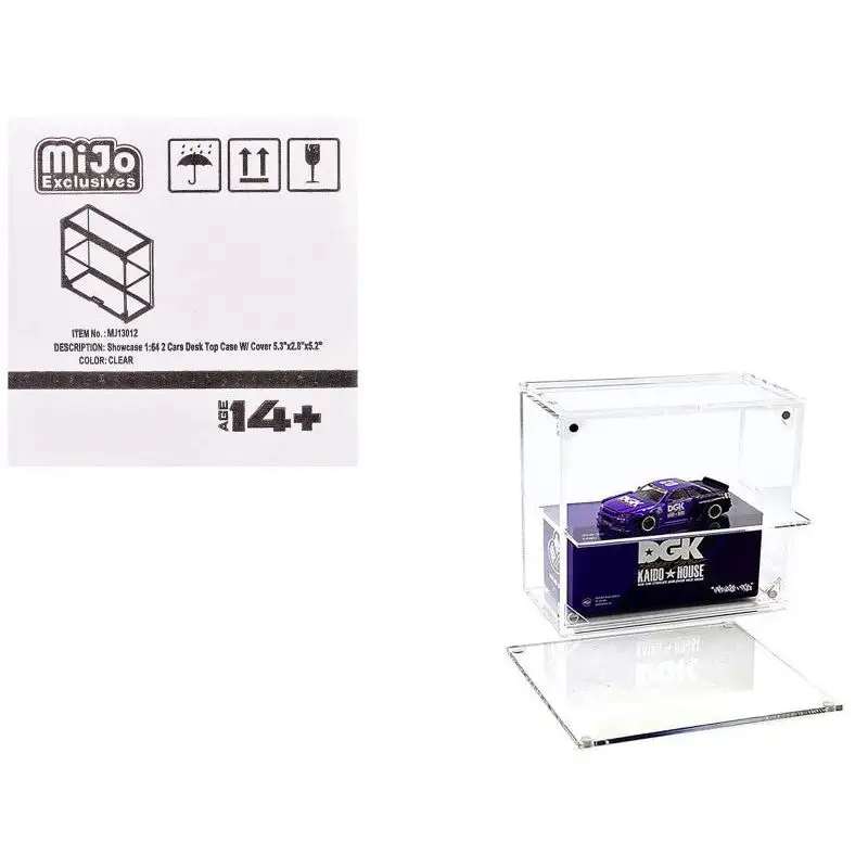 Showcase 2 Cars Desk Top Display Case with Cover "Mijo Exclusives" for 1/64 Scale Models