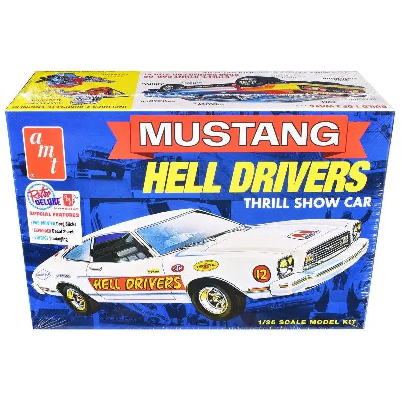 Skill 2 Model Kit 1977 Ford Mustang "Hell Drivers" Thrill Show Car 1/25 Scale Model by AMT