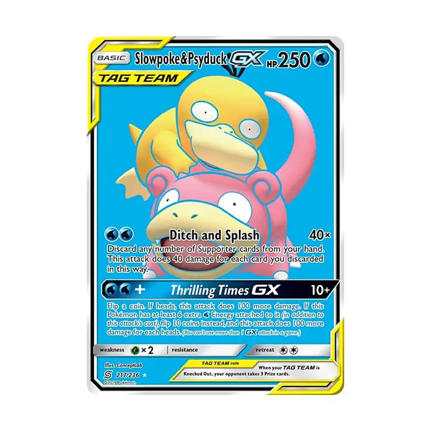 Slowpoke & Psyduck GX (Full Art) (UR) #217/236 (Holo)