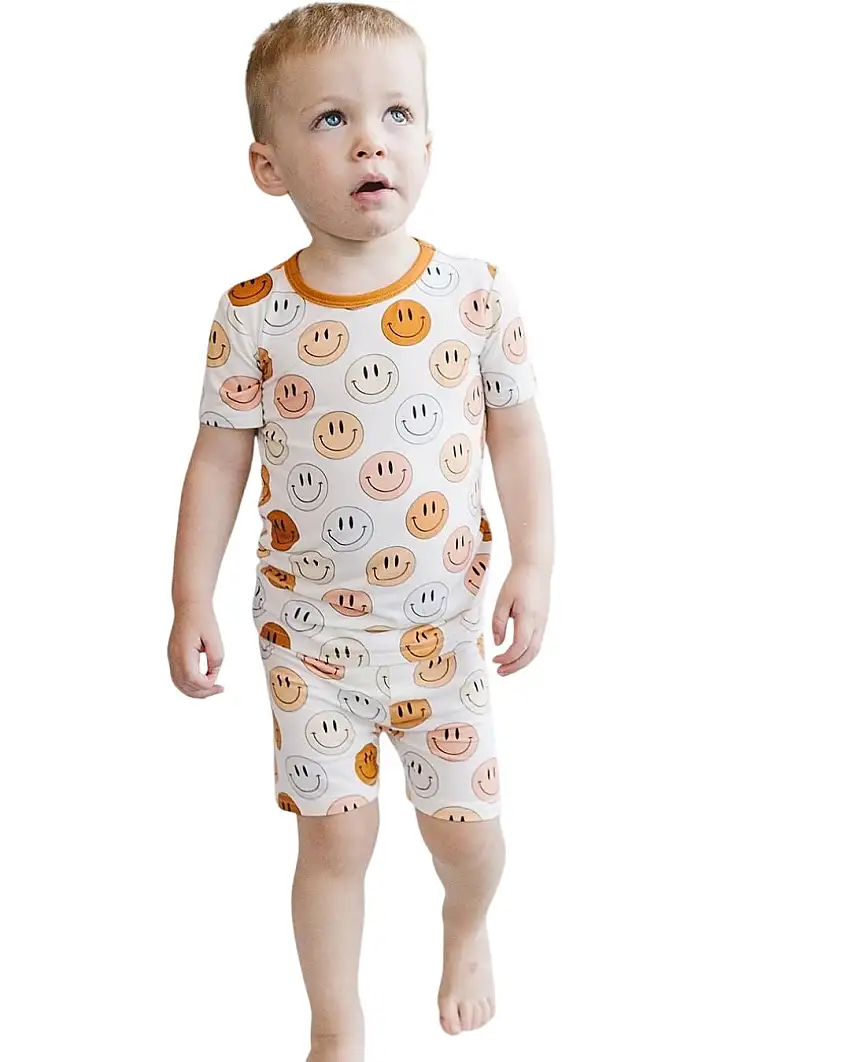 Smiley Bamboo Two Piece Shorts Set | Copper