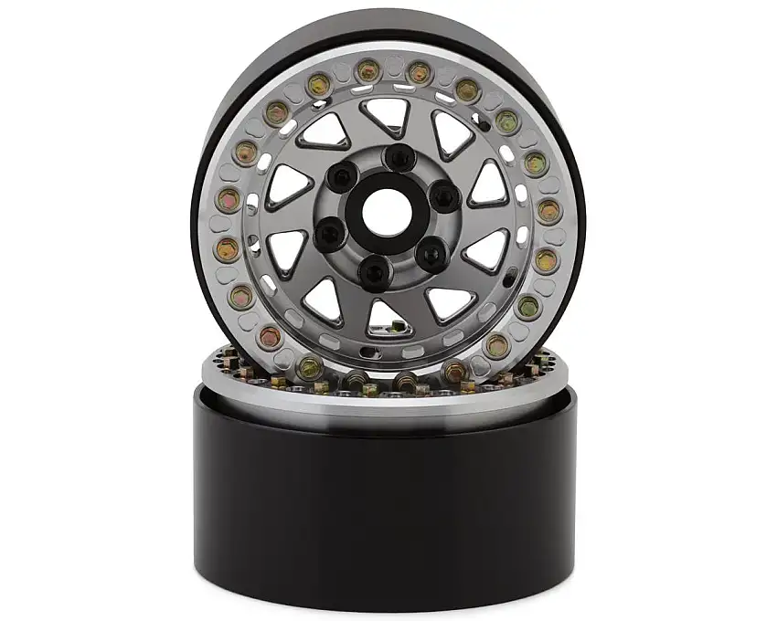 SSD RC 1.9” Bruiser Beadlock Wheels (Silver) (2) w/12mm Hex