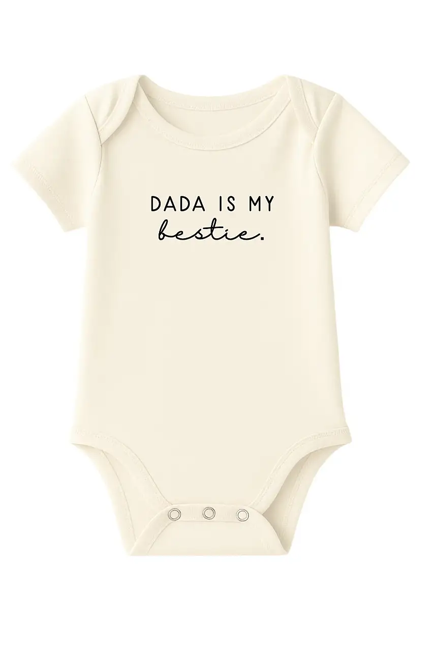 Dada Is My Bestie Organic Cotton Short Sleeve Baby Bodysuit
