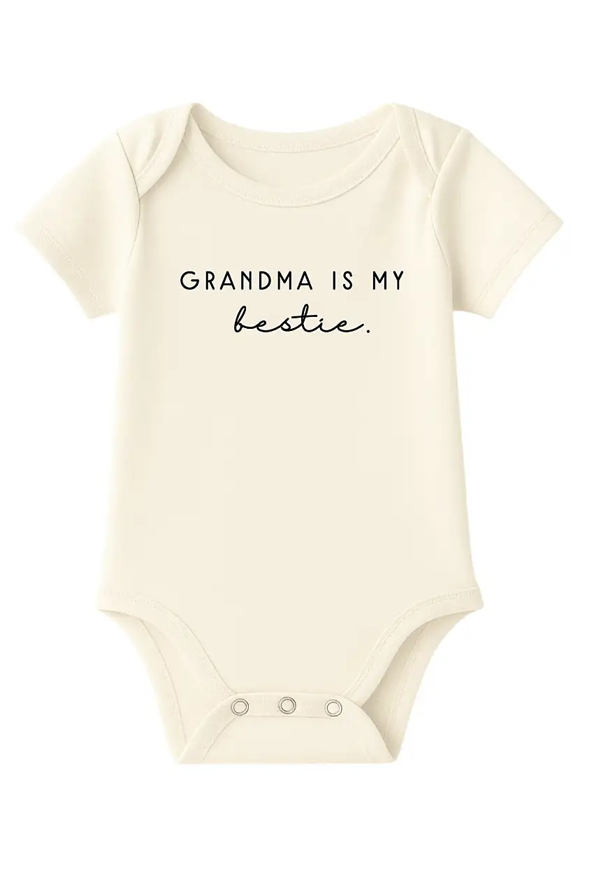 Grandma Is My Bestie Organic Cotton Baby Bodysuit Short Sleeve