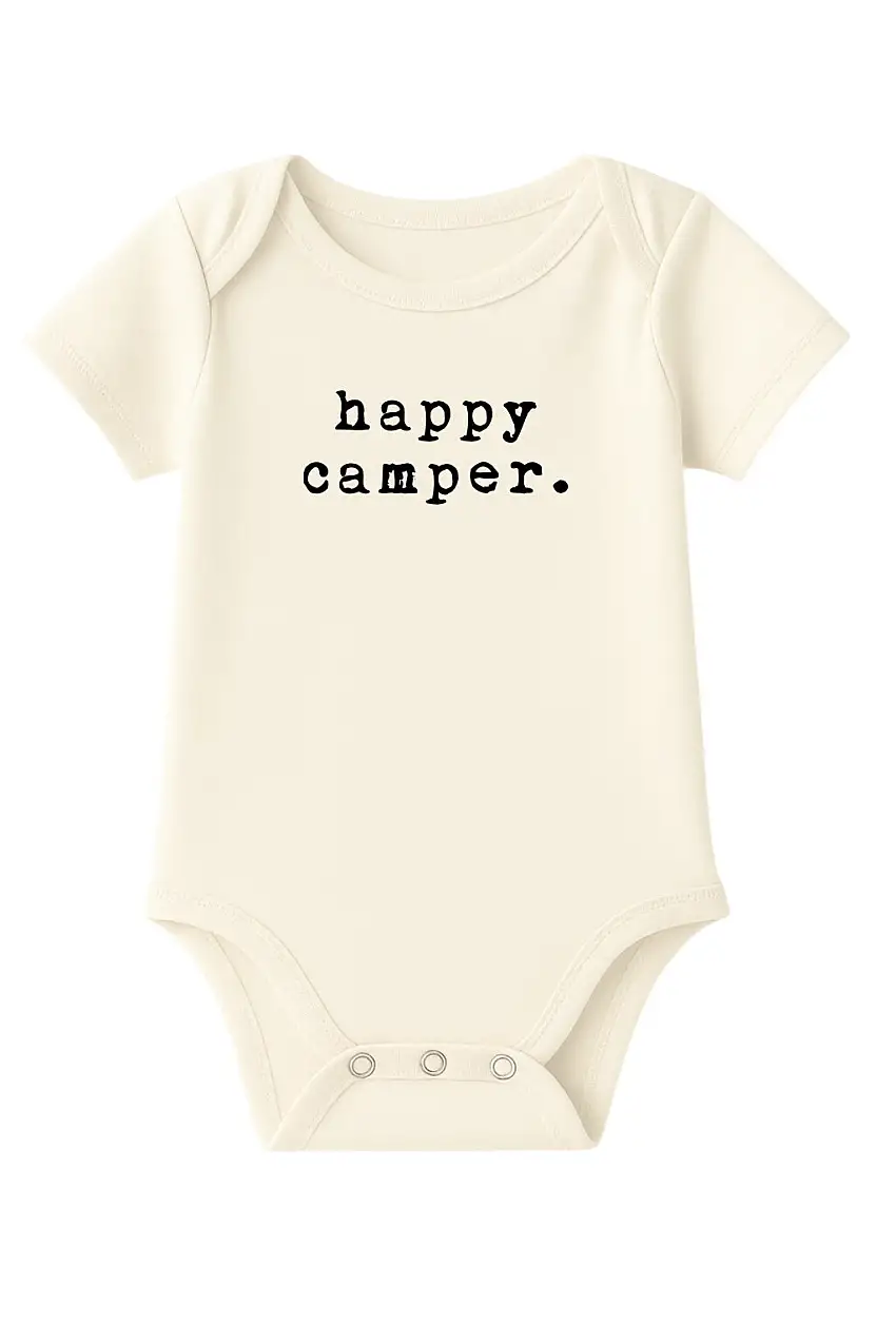 Happy Camper Organic Cotton Baby Bodysuit Short Sleeve